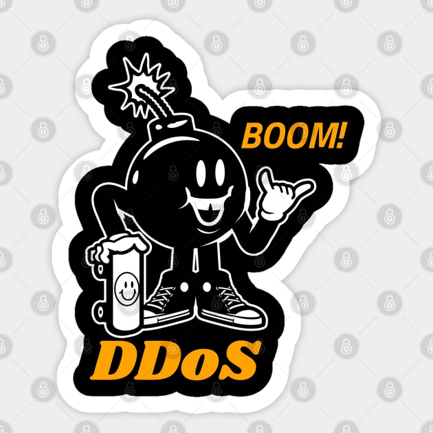 Hacker DDoS Attack Boom! Sticker by Cyber Club Tees